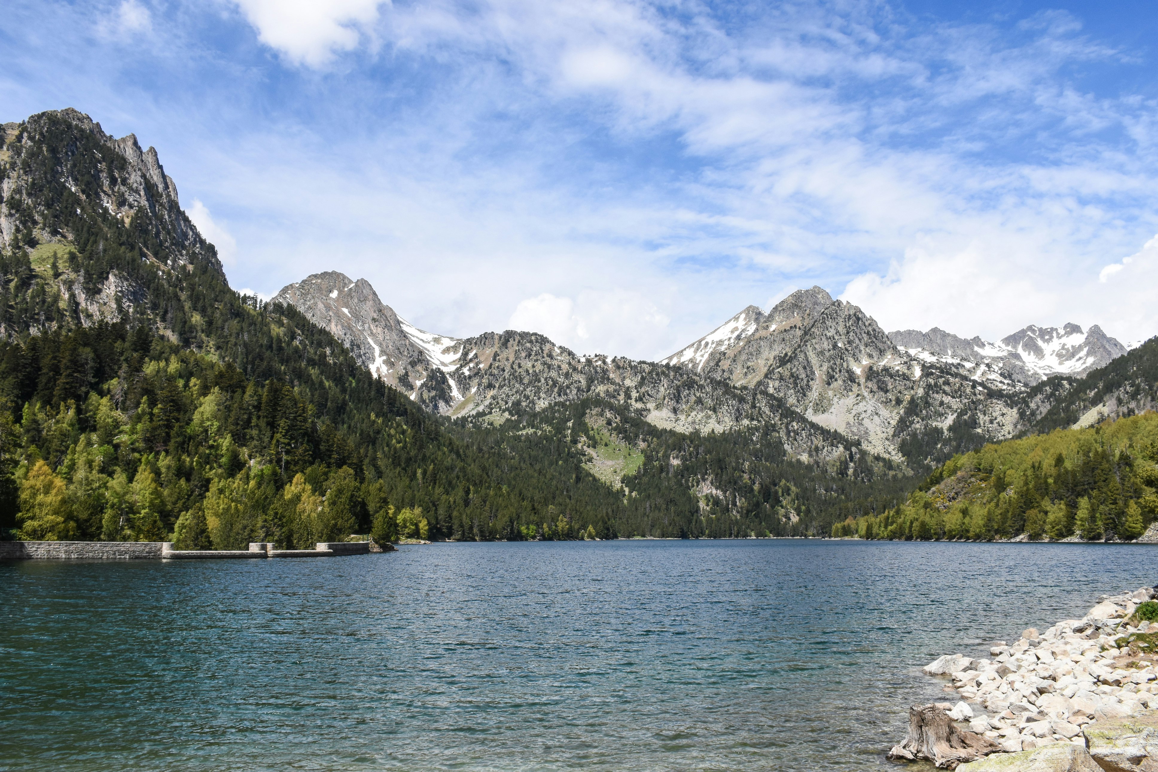 body of water across mountain